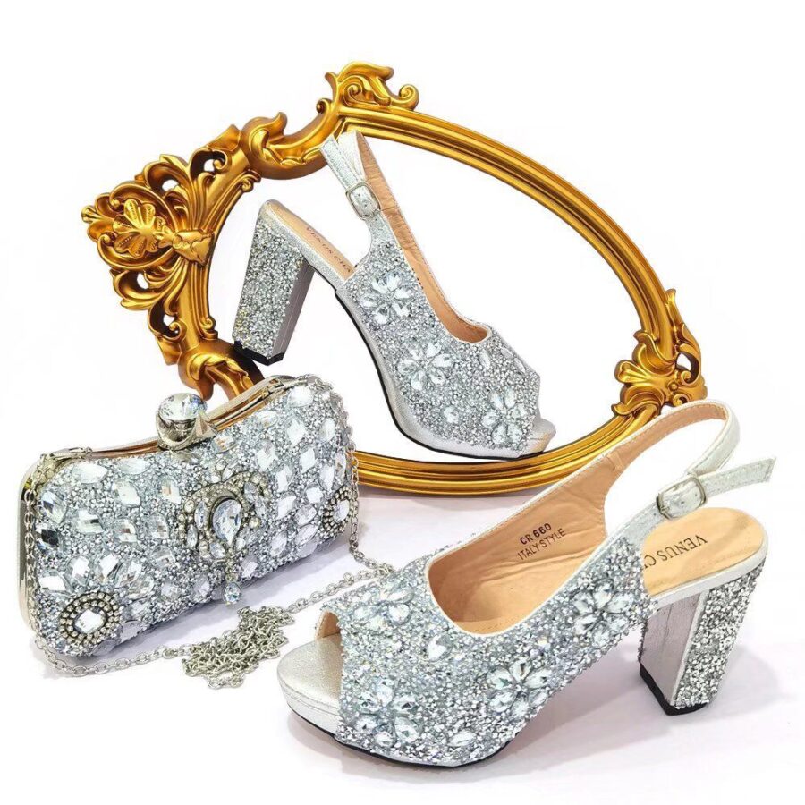 Women's Party Shoes with Fancy Matching Clutch - Image 7