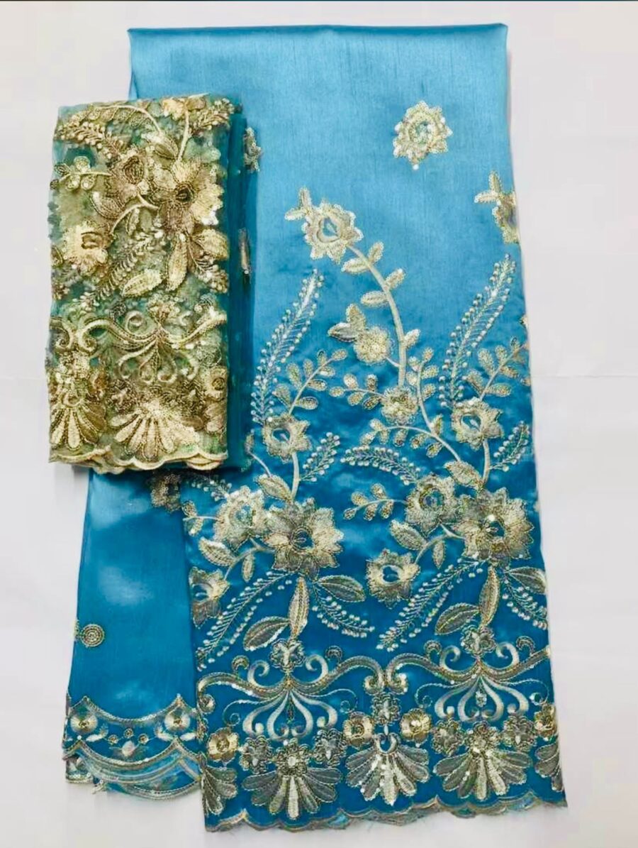 George Fabrics / Raw Silk Cotton with 2 Yards Headtie Tulle - Image 4