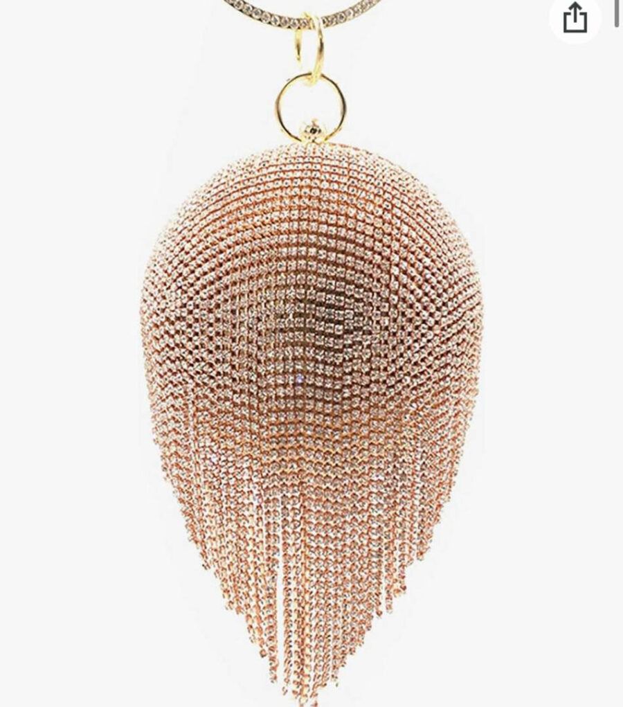 Women's Round Ball Crystal Evening Clutch Purse Tassel Party Hand Bags - Image 7