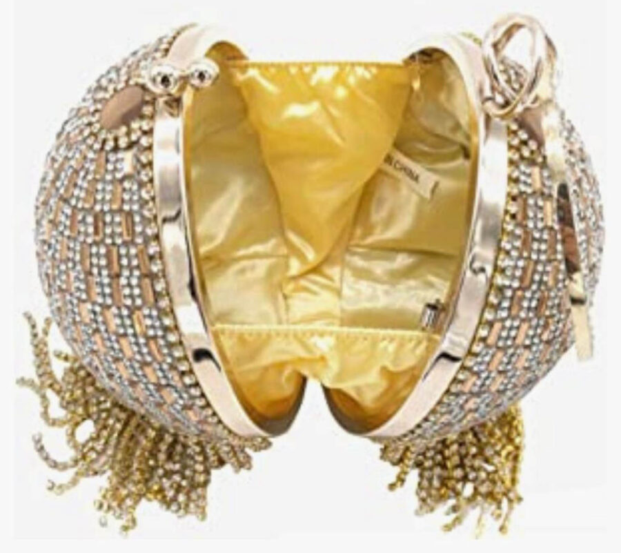 Women's Round Ball Crystal Evening Clutch Purse Tassel Party Hand Bags - Image 12
