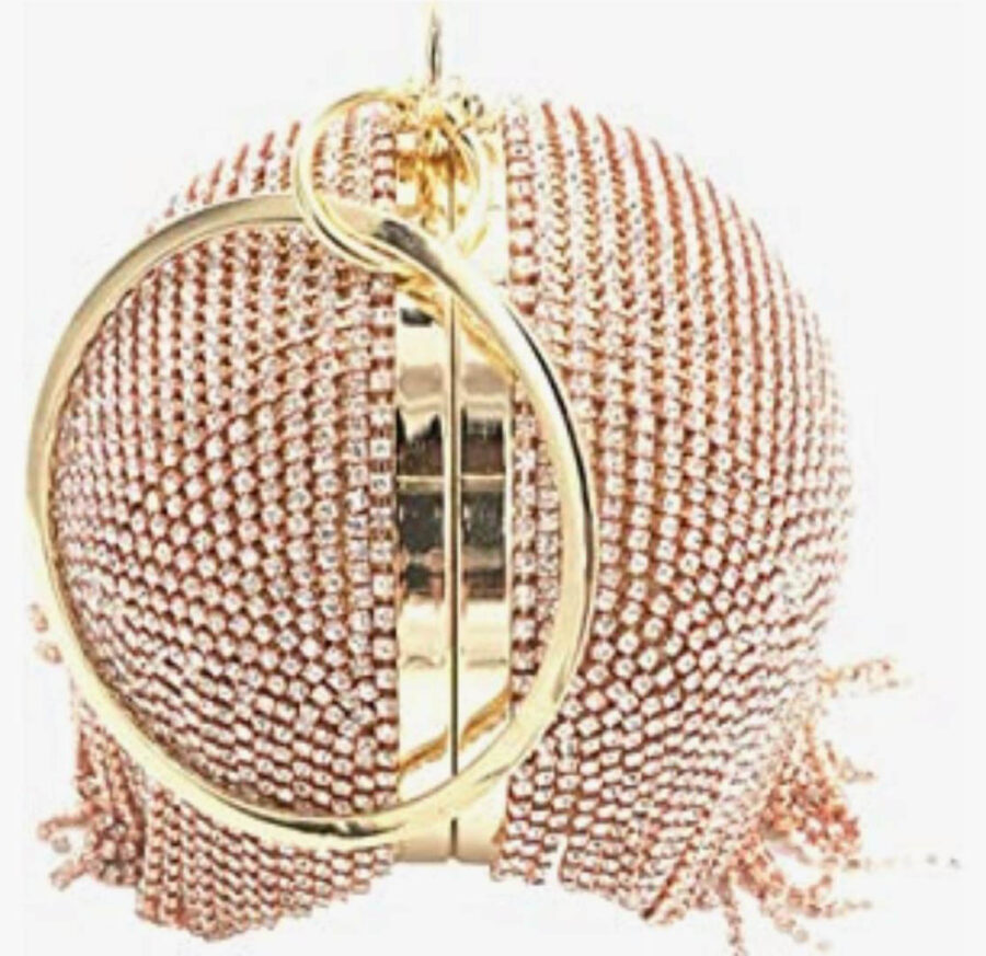 Women's Round Ball Crystal Evening Clutch Purse Tassel Party Hand Bags - Image 10