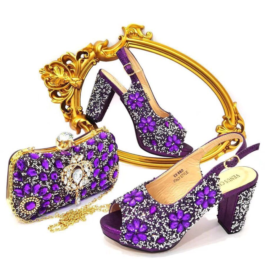 Women's Party Shoes with Fancy Matching Clutch - Image 8