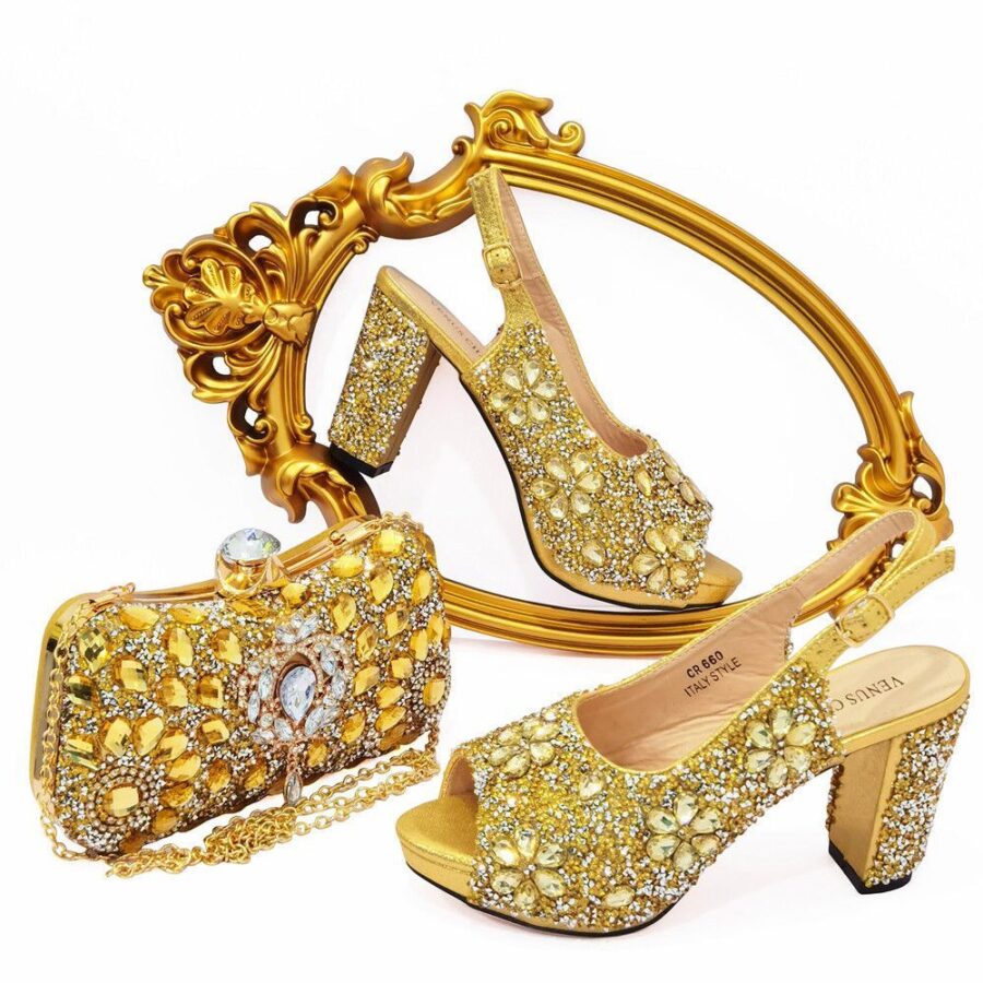 Women's Party Shoes with Fancy Matching Clutch - Image 2