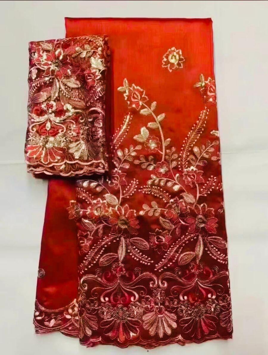 George Fabrics / Raw Silk Cotton with 2 Yards Headtie Tulle - Image 6