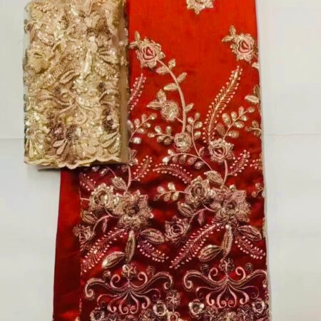 George Fabrics / Raw Silk Cotton with 2 Yards Headtie Tulle