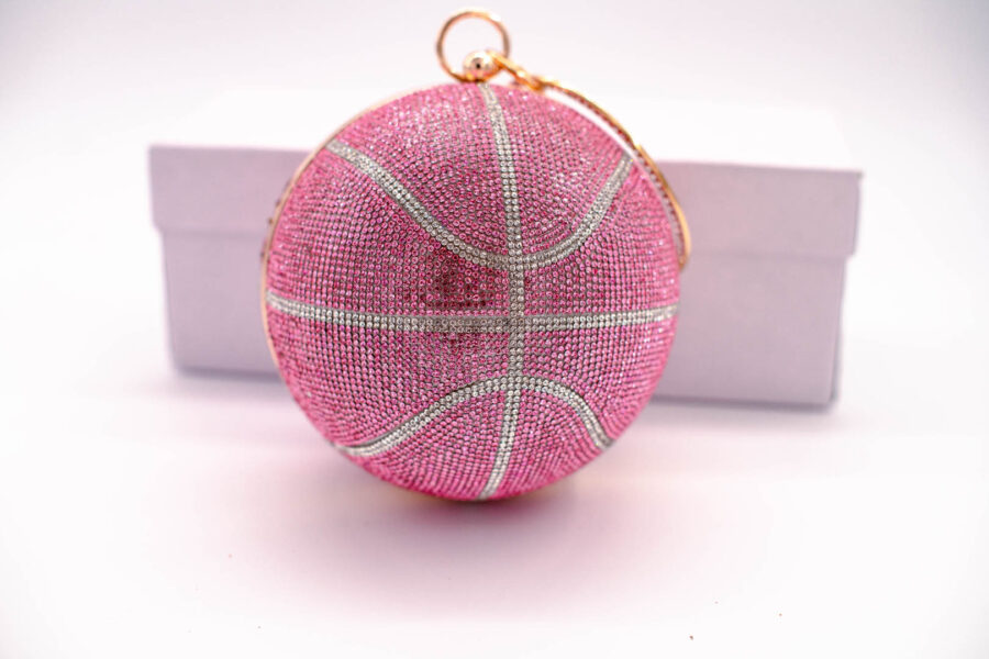 Women's Basketball Design / Round Ball Crystal Evening Clutch Purse Tassel Party Hand Bags - Image 5