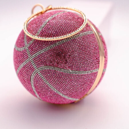 Women's Basketball Design / Round Ball Crystal Evening Clutch Purse Tassel Party Hand Bags