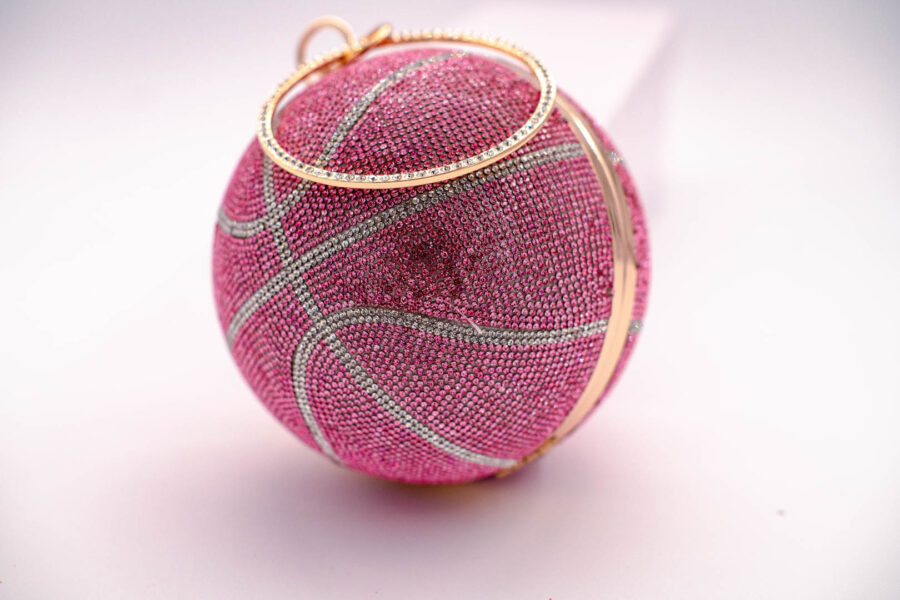 Women's Basketball Design / Round Ball Crystal Evening Clutch Purse Tassel Party Hand Bags