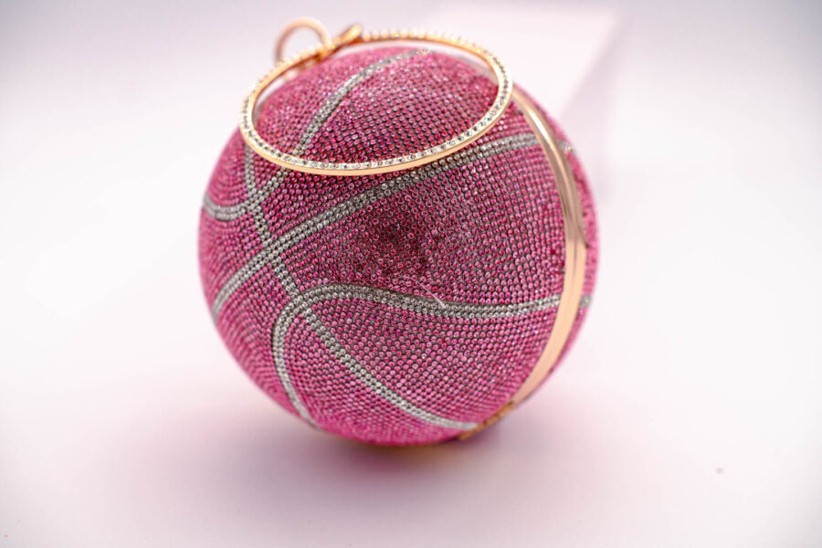 Women's Basketball Design / Round Ball Crystal Evening Clutch Purse Tassel Party Hand Bags - Image 3