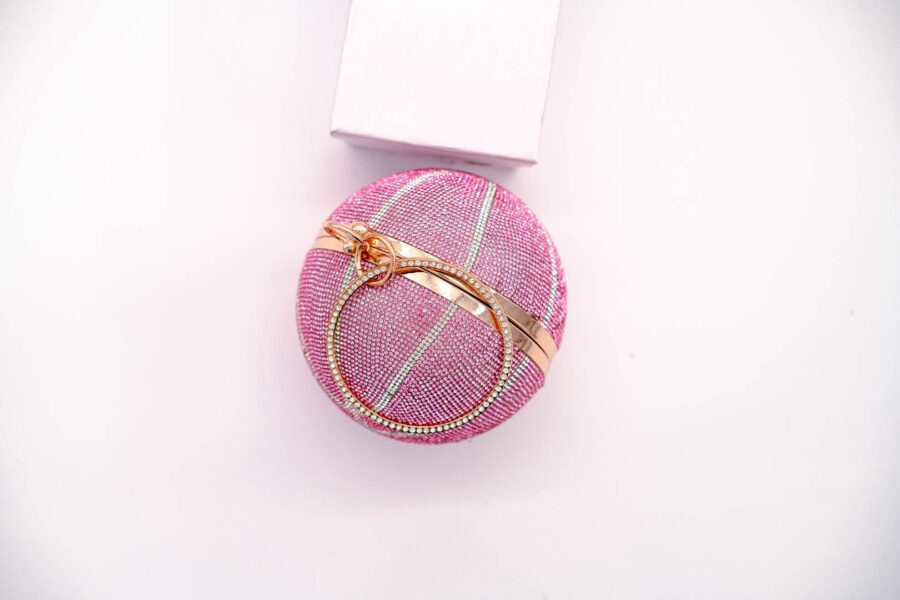 Women's Basketball Design / Round Ball Crystal Evening Clutch Purse Tassel Party Hand Bags - Image 4