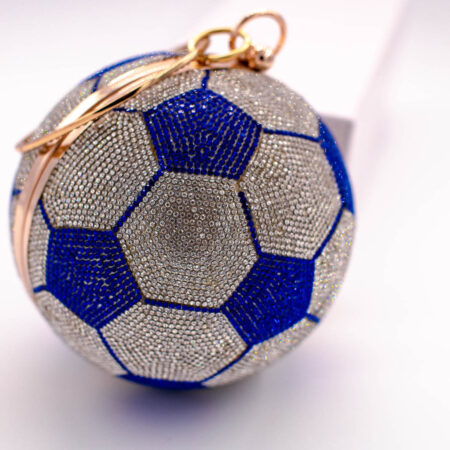 Women Soccer-ball design / Round Ball Crystal Evening Clutch Purse Tassel Party Hand Bags