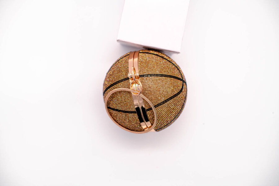 Women's Basketball Design / Round Ball Crystal Evening Clutch Purse Tassel Party Hand Bags - Image 9