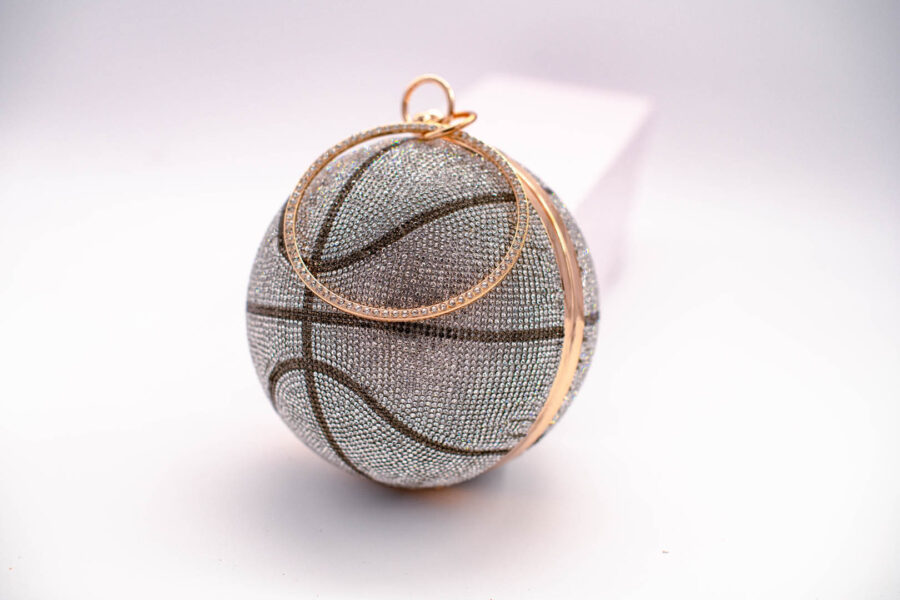 Women's Basketball Design / Round Ball Crystal Evening Clutch Purse Tassel Party Hand Bags - Image 7