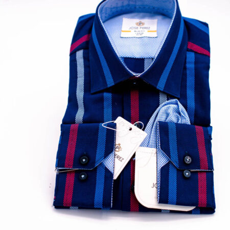 Men's Shirt - Dark Blue and Red