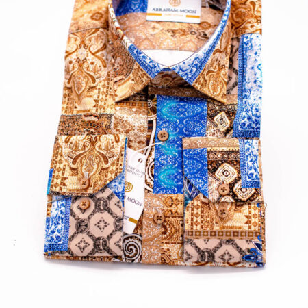 Men's Shirt - Brown and Light Blue