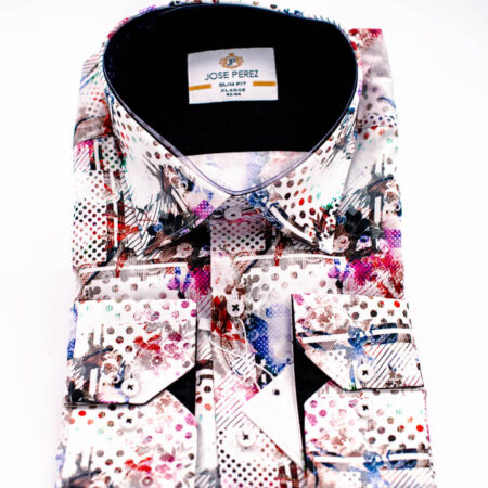 Men's Shirt - White / Blue / Red Design