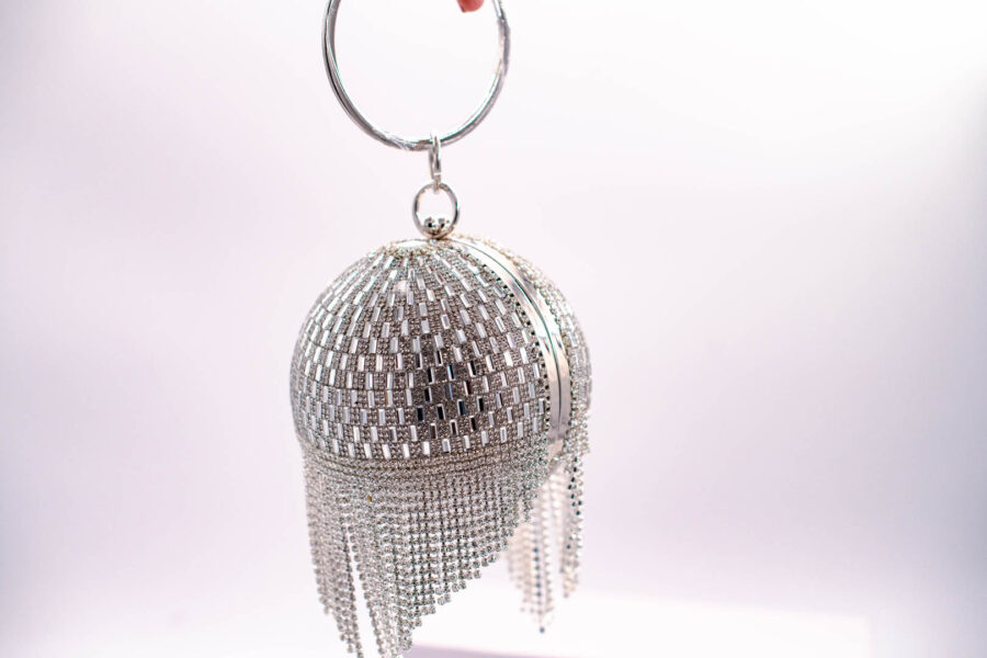 Women's Round Ball Crystal Evening Clutch Purse Tassel Party Hand Bags - Image 3