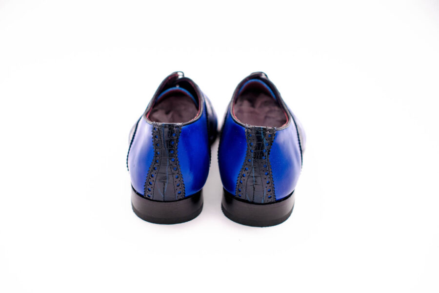 Men's Formal Blue Detail Dress ShoesOn  with Black Croc Skin Detail Texture - Image 5