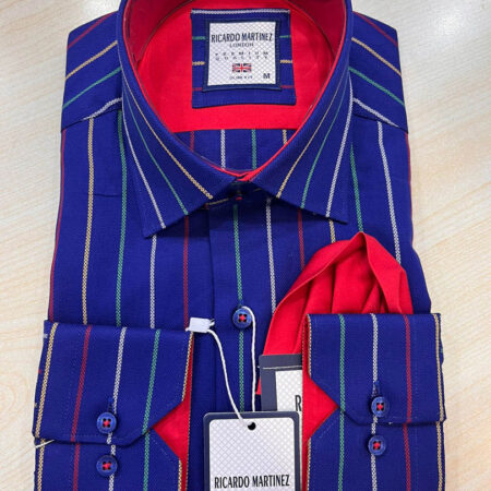 Men's Shirt - Blue / Red Striped