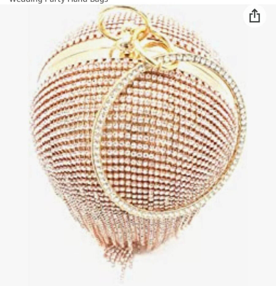 Women's Round Ball Crystal Evening Clutch Purse Tassel Party Hand Bags - Image 5