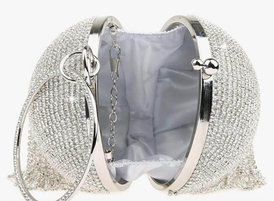 Women's Round Ball Crystal Evening Clutch Purse Tassel Party Hand Bags - Image 13
